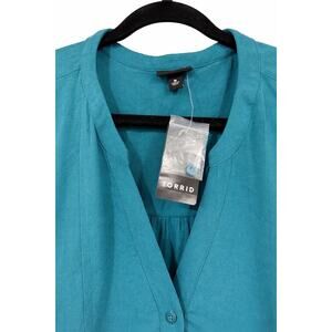 Torrid 3X Teal Challis Babydoll Dress Button Front Tiered Boho Cottagecore